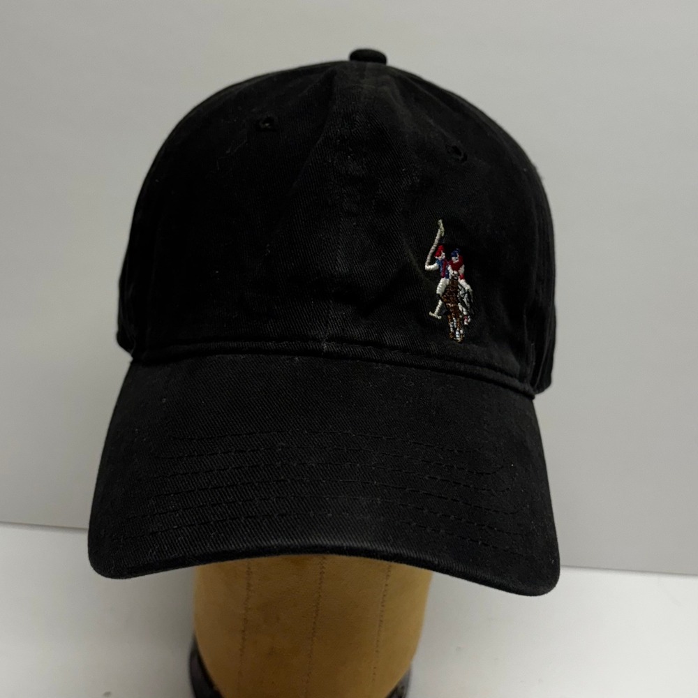 US Polo Assn Black Baseball Cap Hat Embroidered Logo Y2K Adjustable Strapback